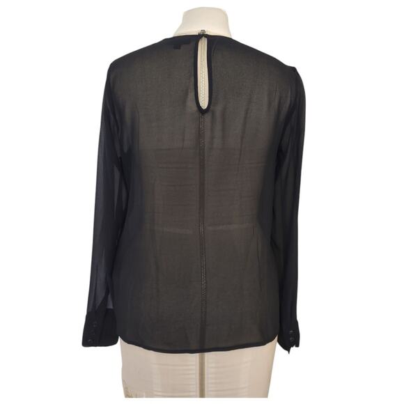 WhoWhatWear Sheer Black Blouse Size XS Formal Work School Academia Ruffles - Picture 3 of 9